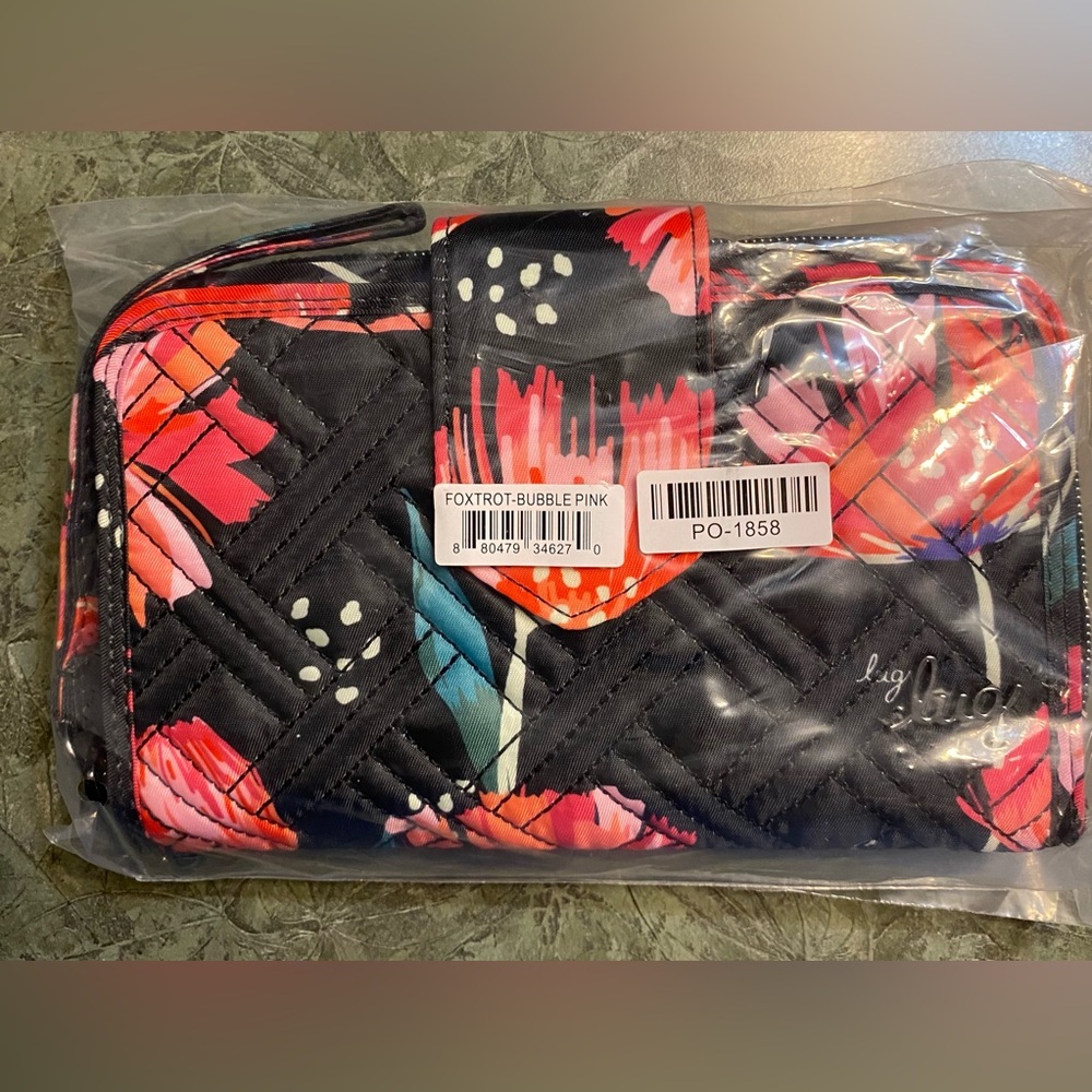 Lug Foxtrot Wallet in Pompom Floral Black